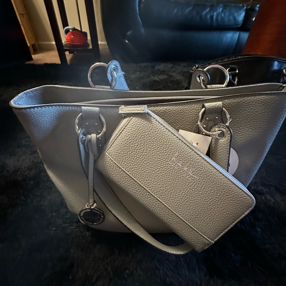 Nicole Miller Gray Tote Bag with Wallet